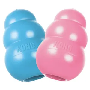 KONG Puppy Teething Rubber Chew Toy — Natural Chew & Treat Dispenser (XS–L)