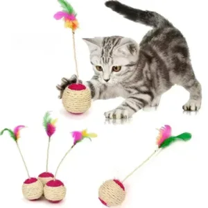 Interactive Sisal Scratching Feather Ball – Engaging Cat & Kitten Toy
