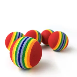 Colorful Rainbow Foam Fetch Ball – Interactive Dog Training Toy