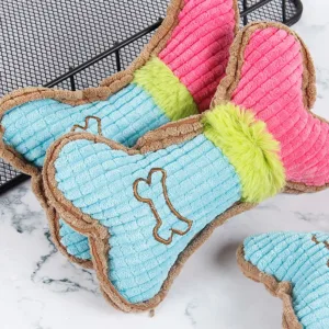 Plush Squeaky Chew Toy for Dogs & Cats – Durable Teeth Grinding Bone