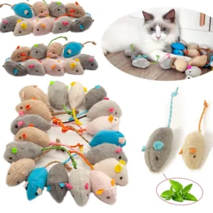 Pre-Filled Catnip Rattle Mouse Toys — Faux Fur Interactive Cat Toy (Pack of 3–200)