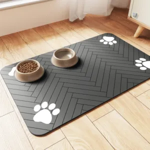 Waterproof Quick-Dry Non-Slip Pet Bowl Mat — Spill-Proof for Dogs & Cats