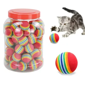 Rainbow EVA Interactive Cat Ball — Rattle, Chew & Scratch Play Toy
